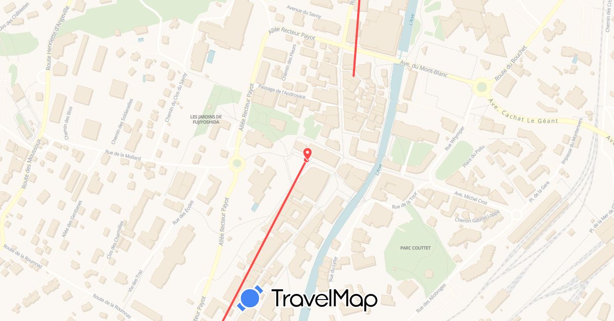 TravelMap itinerary: hiking in France (Europe)